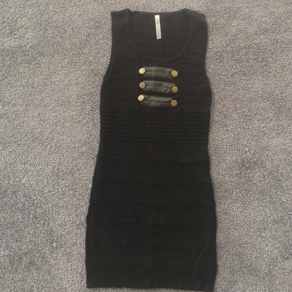 prjct 5750 bandage black dress with leather detail